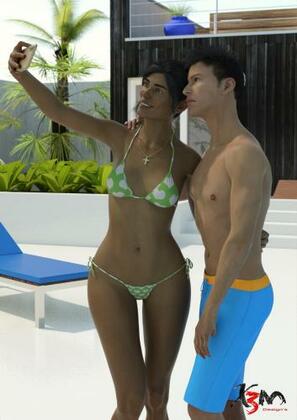 3D  Mom and son in swimming pool by X3MDesign\'s