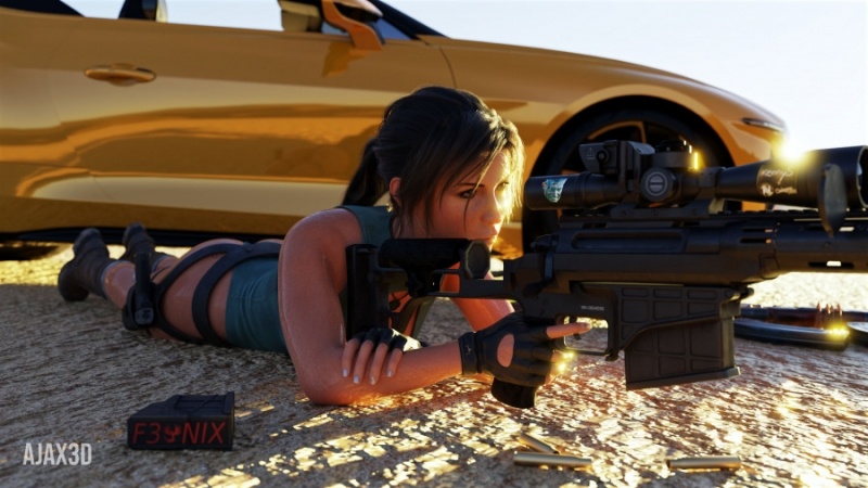 3D  Ajax3D - Lara preparing for a day at the range