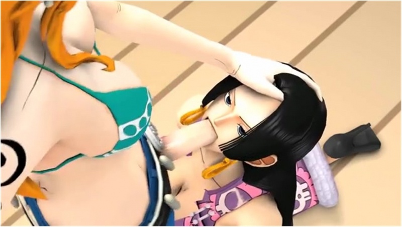 Boa Hancock sucking Nami's futanari cock (One Piece)