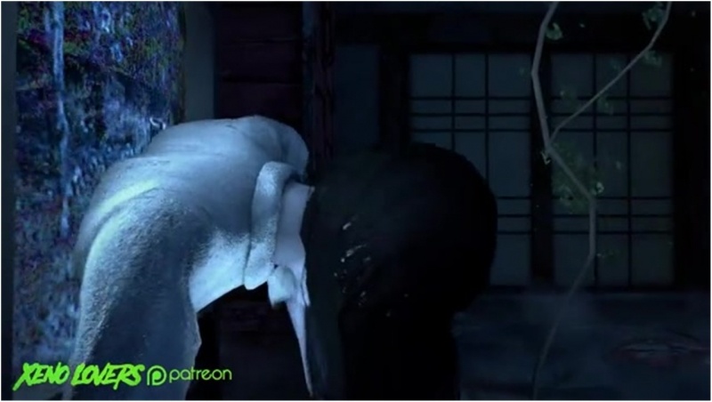 Sadako gives Felix a sloppy blowjob