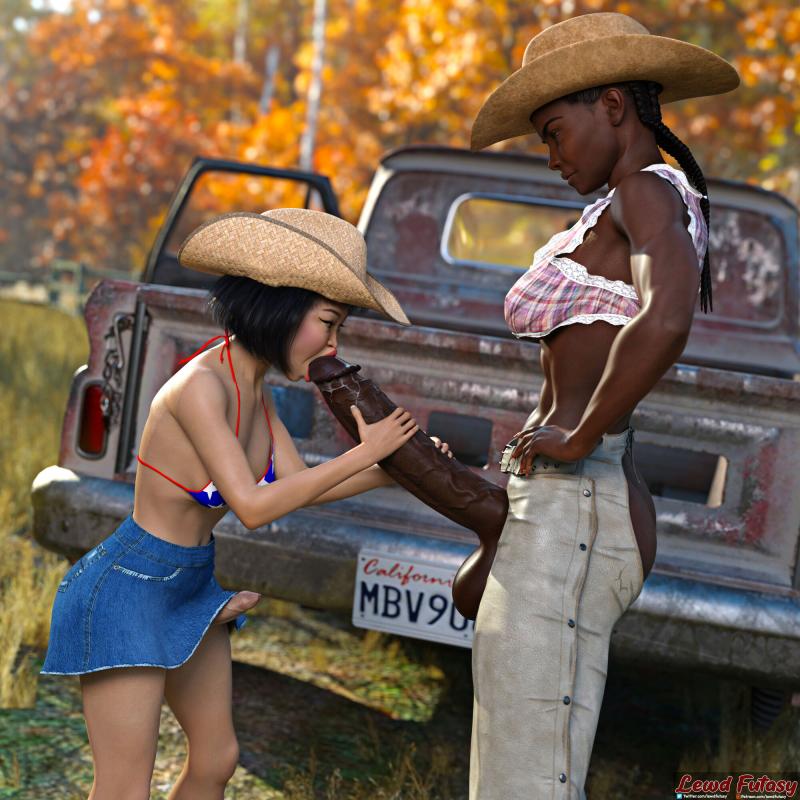 3D  LewdFutasy - Cowgirls Kimiko and Malika tailgating
