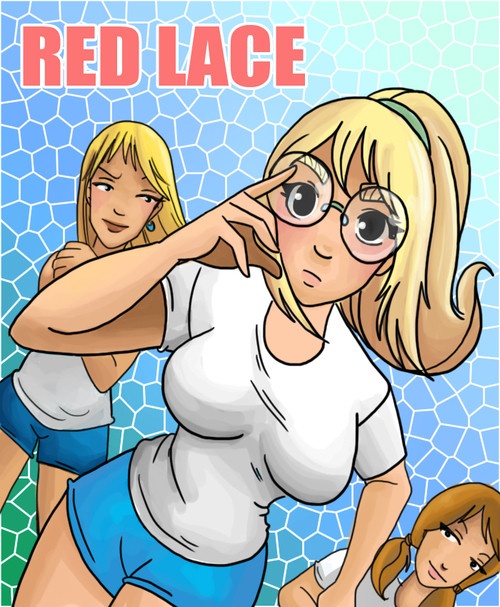 Pink and Peachy - Red Lace (Original)