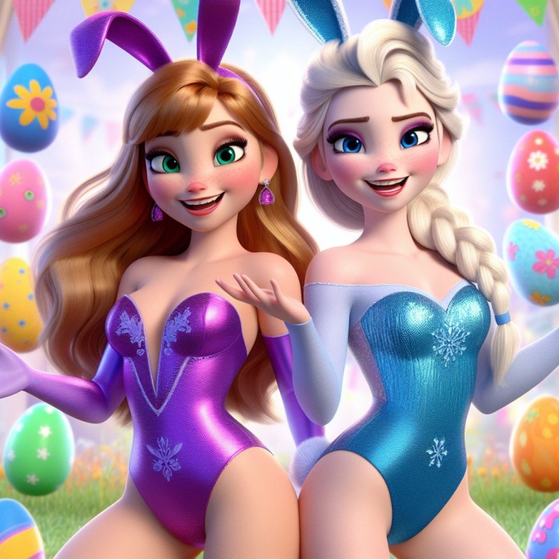 3D  AICad20 - Easter Anna and Elsa