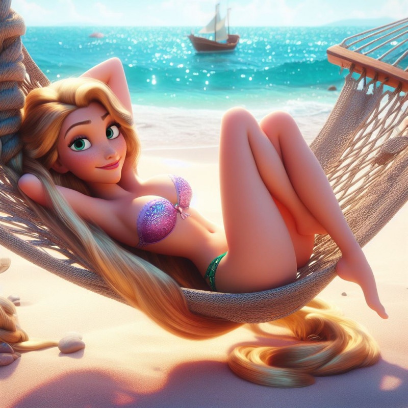 3D  AICad20 - Rapunzel on the beach
