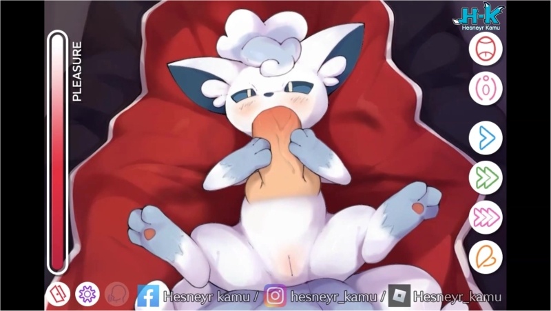 Pokemon Game ( Vulpix white ) blowjob