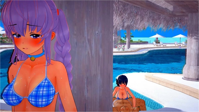 Sexy bikini girl Naoha forced to make out at the pool