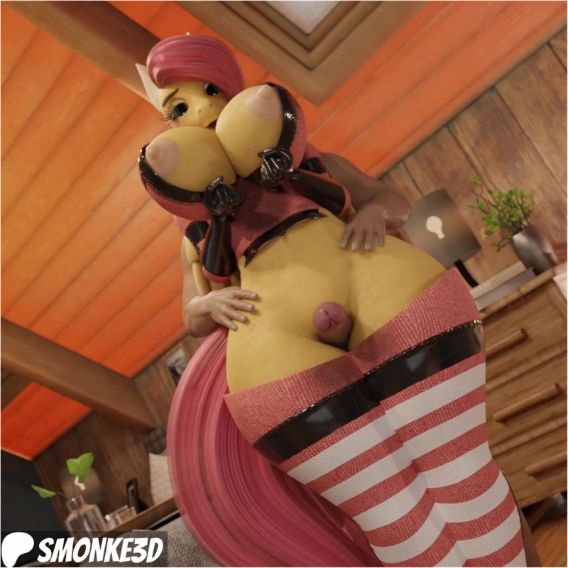 Fluttershy (anthro) thighjob [smonke3d]