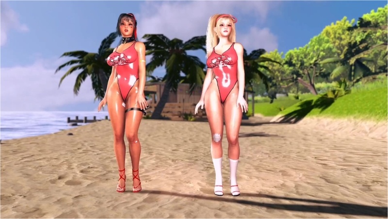 Cute lifeguards Bay and Clay dance in bodysuits on a hot summer beach