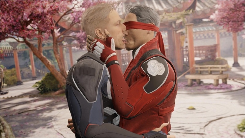 Kenshi and Johnny Cage tongue kissing