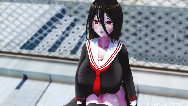 Futanari girl uses wall ass to relieve herself