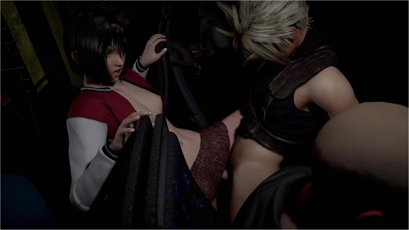 Licentious shameless Yuffie seduced Cloud into public sex on a crowded bus