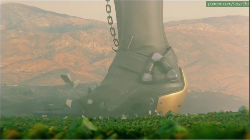 Giantess Ashe Walking on City