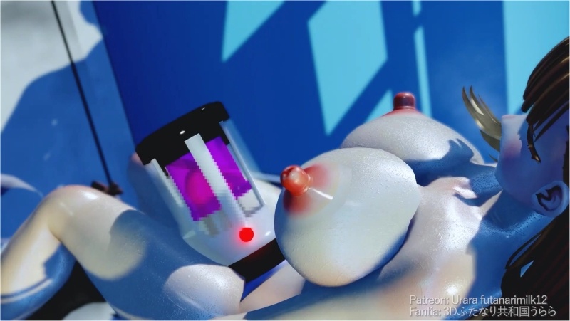 Futanari with masturbator which can not remove