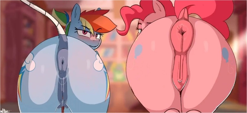 Pinkie pie and rainbow dash see if who has a bigger ass