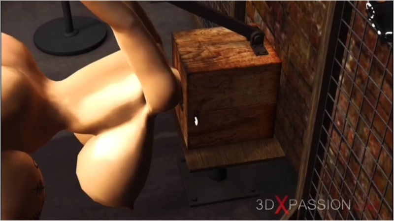 Sex slave is anally fucked in the basement