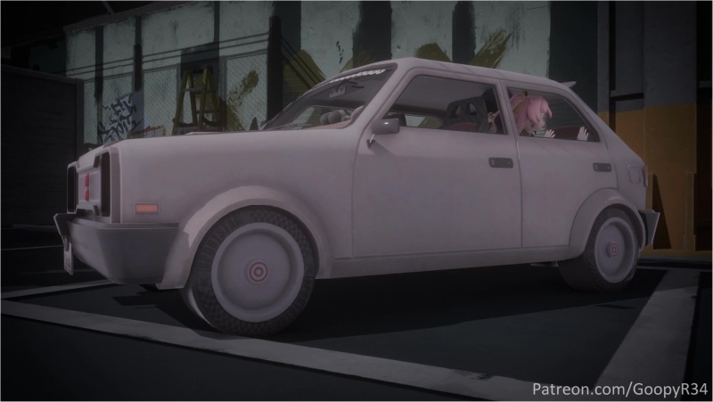 Belle x Nicole in the Random Play parking lot.