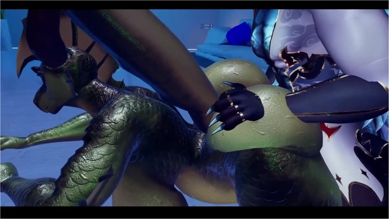 Straight Furry Creampie two Dragons
