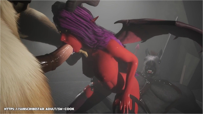 Succubus Double Stuffed by Two Minotaurs - DP & Creampies